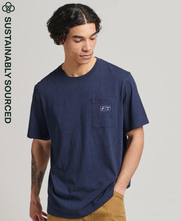 Superdry Hommes t-shirt à poche logo en coton bio D64Z4818 vêtements bleu