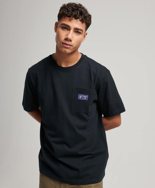 Superdry Hommes t-shirt à poche logo en coton bio D64Z4891 vêtements noir