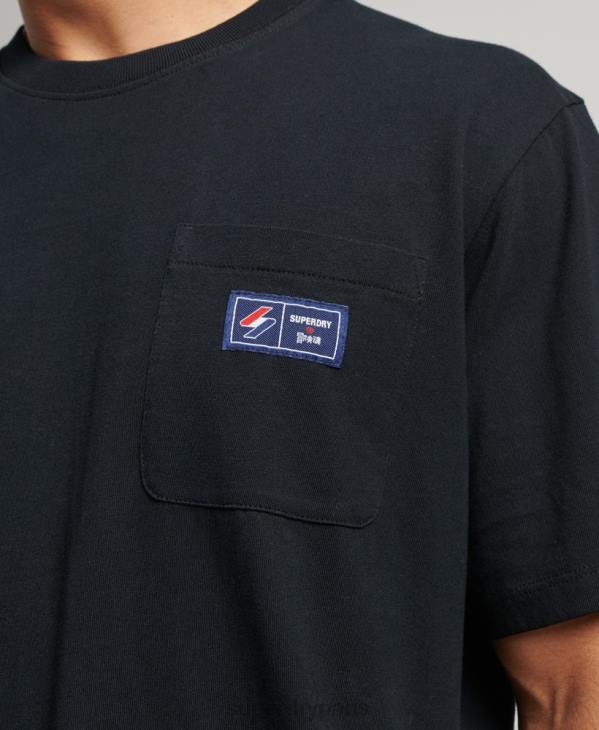 Superdry Hommes t-shirt à poche logo en coton bio D64Z4891 vêtements noir