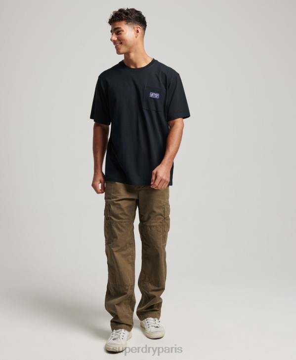 Superdry Hommes t-shirt à poche logo en coton bio D64Z4891 vêtements noir
