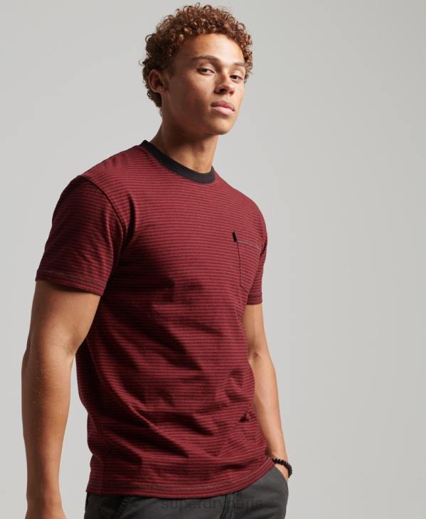 Superdry Hommes t-shirt à poche rayée en coton bio D64Z4944 vêtements rouge