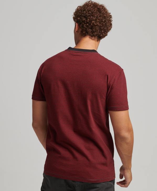 Superdry Hommes t-shirt à poche rayée en coton bio D64Z4944 vêtements rouge