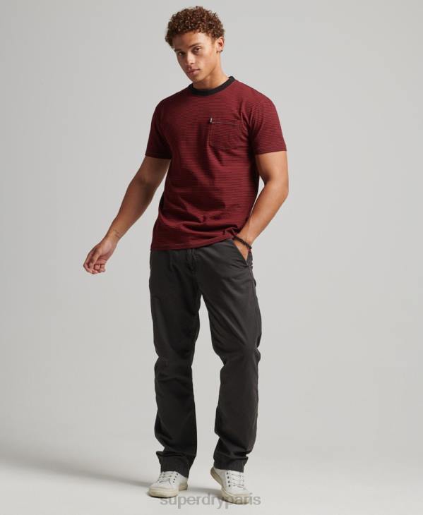 Superdry Hommes t-shirt à poche rayée en coton bio D64Z4944 vêtements rouge