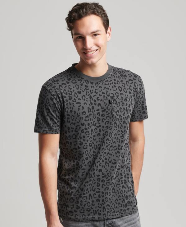 Superdry Hommes t-shirt à poche vintage D64Z4876 vêtements gris foncé
