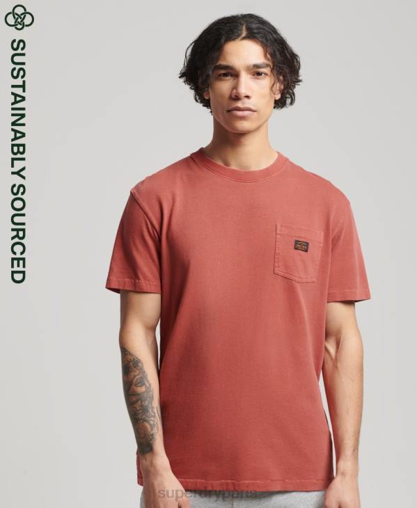 Superdry Hommes t-shirt à poche workwear vintage en coton bio D64Z4864 vêtements brun