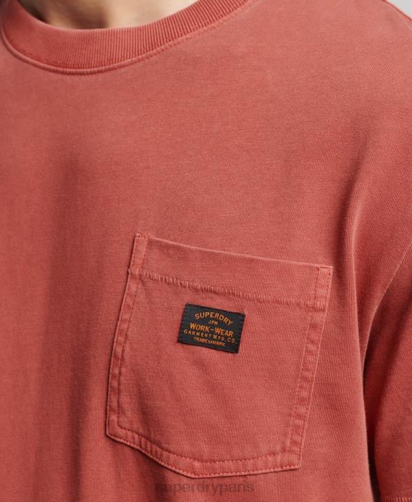 Superdry Hommes t-shirt à poche workwear vintage en coton bio D64Z4864 vêtements brun