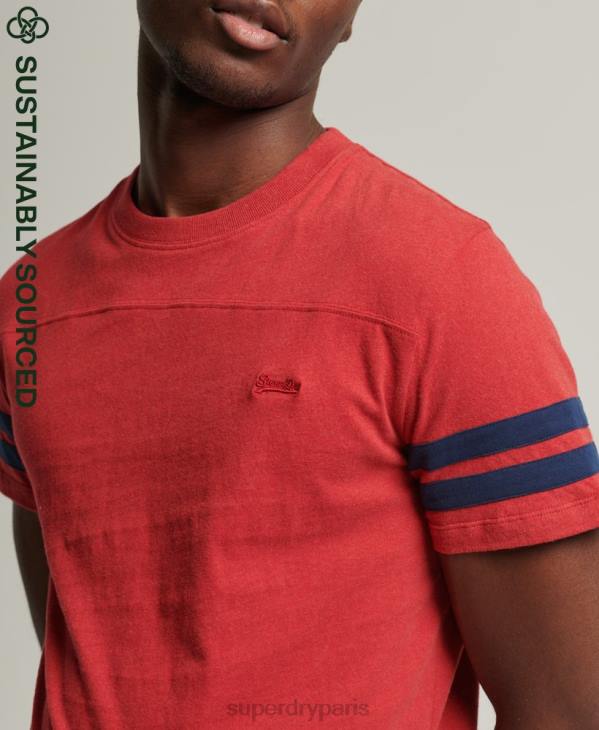 Superdry Hommes t-shirt quart-arrière en coton biologique à logo essentiel D64Z4844 vêtements rouge
