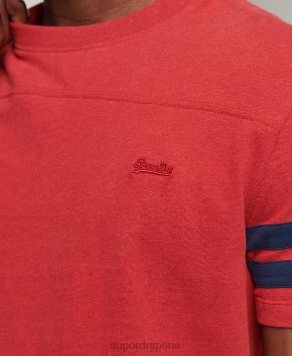Superdry Hommes t-shirt quart-arrière en coton biologique à logo essentiel D64Z4844 vêtements rouge