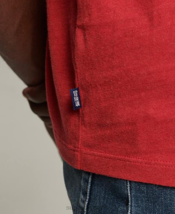 Superdry Hommes t-shirt quart-arrière en coton biologique à logo essentiel D64Z4844 vêtements rouge