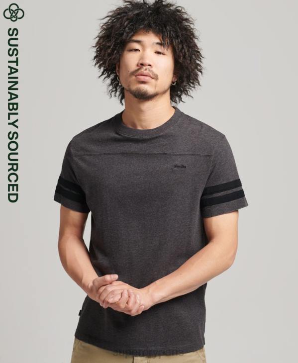 Superdry Hommes t-shirt quart-arrière en coton biologique à logo essentiel D64Z4887 vêtements gris foncé