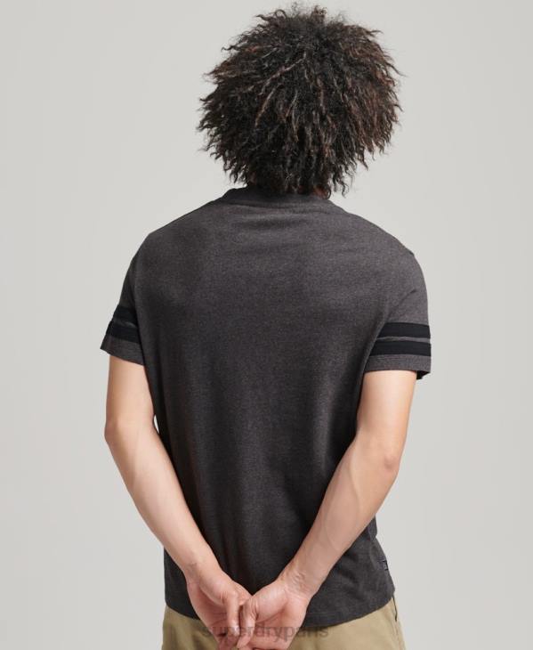 Superdry Hommes t-shirt quart-arrière en coton biologique à logo essentiel D64Z4887 vêtements gris foncé