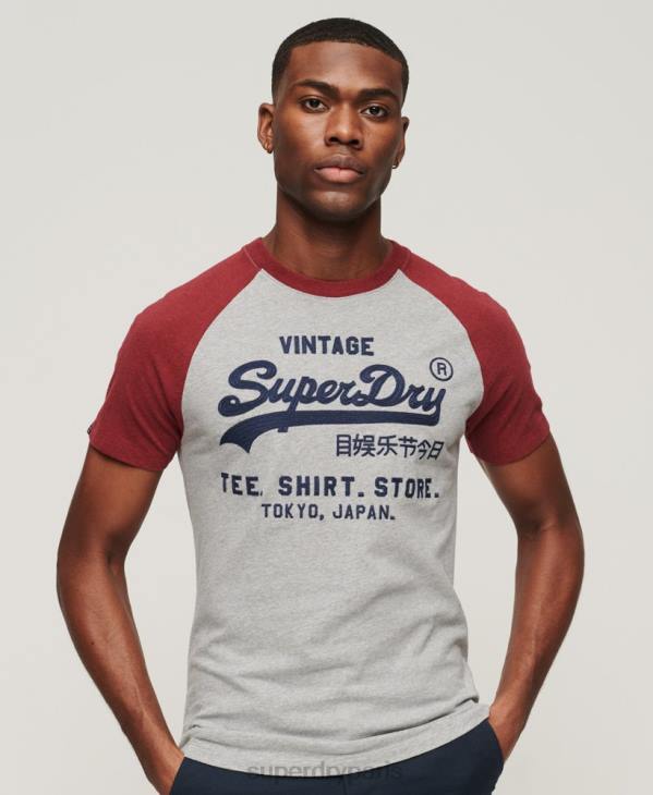 Superdry Hommes t-shirt raglan à logo vintage D64Z72 vêtements rouge