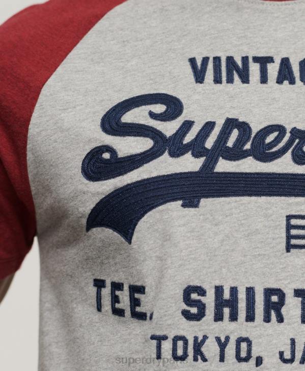 Superdry Hommes t-shirt raglan à logo vintage D64Z72 vêtements rouge