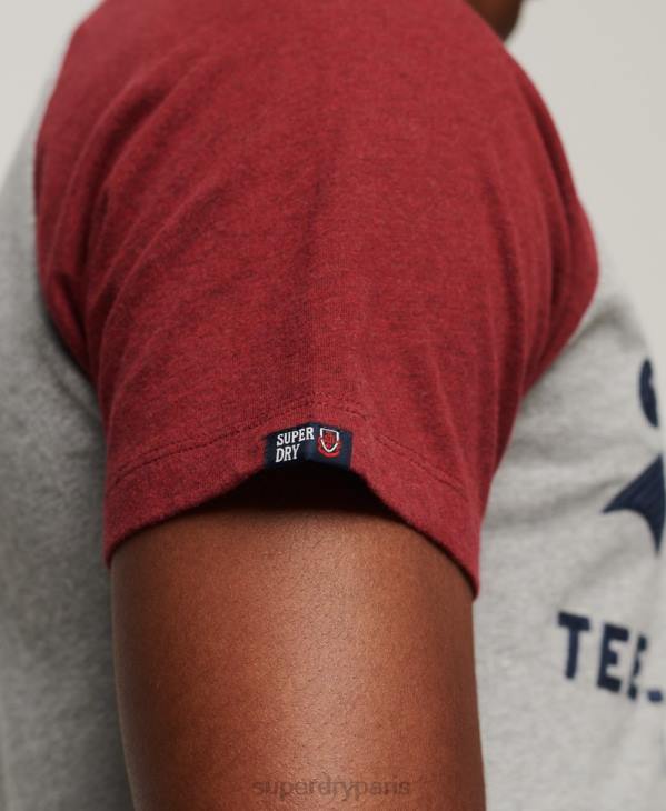Superdry Hommes t-shirt raglan à logo vintage D64Z72 vêtements rouge