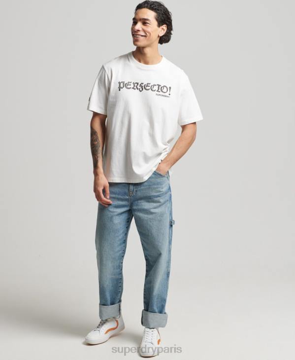Superdry Hommes t-shirt ranchero surfeur vintage D64Z4836 vêtements blanc