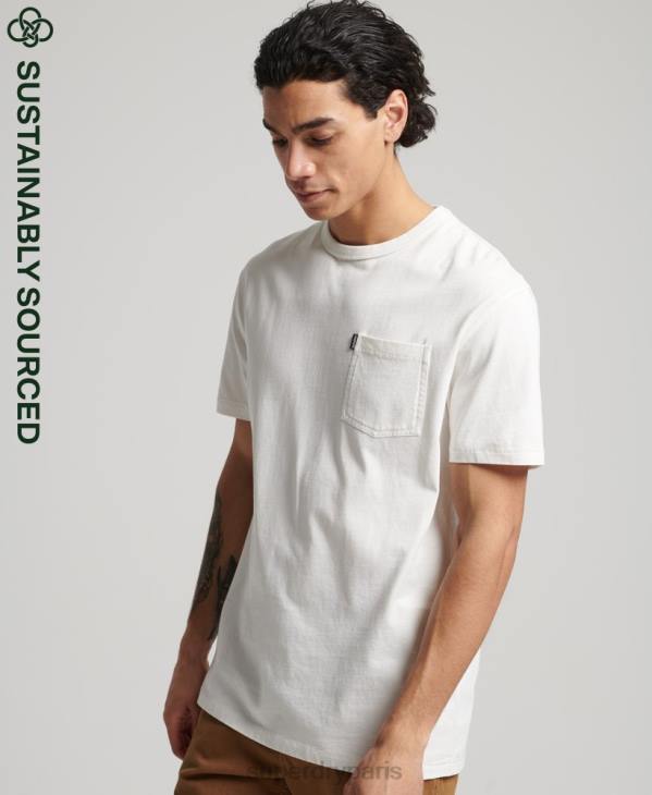 Superdry Hommes t-shirt ranchero surfeur vintage en coton bio D64Z4861 vêtements blanc