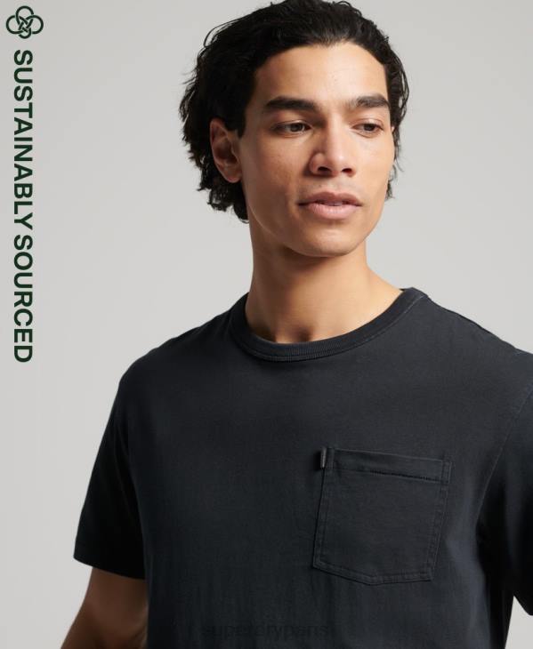 Superdry Hommes t-shirt ranchero surfeur vintage en coton bio D64Z4902 vêtements noir