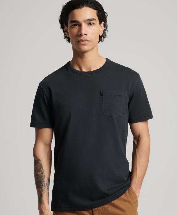 Superdry Hommes t-shirt ranchero surfeur vintage en coton bio D64Z4902 vêtements noir