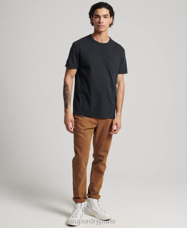 Superdry Hommes t-shirt ranchero surfeur vintage en coton bio D64Z4902 vêtements noir
