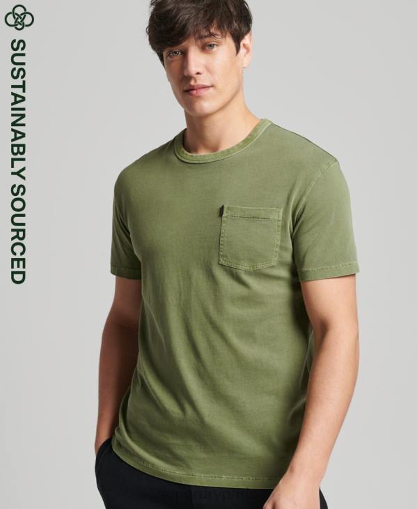 Superdry Hommes t-shirt ranchero surfeur vintage en coton bio D64Z4946 vêtements kaki