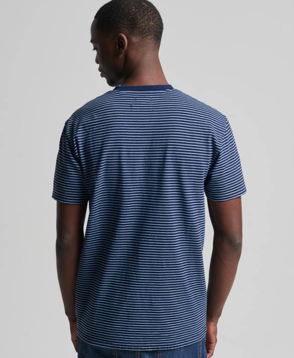 Superdry Hommes t-shirt à rayures indigo vintage D64Z4830 vêtements bleu foncé