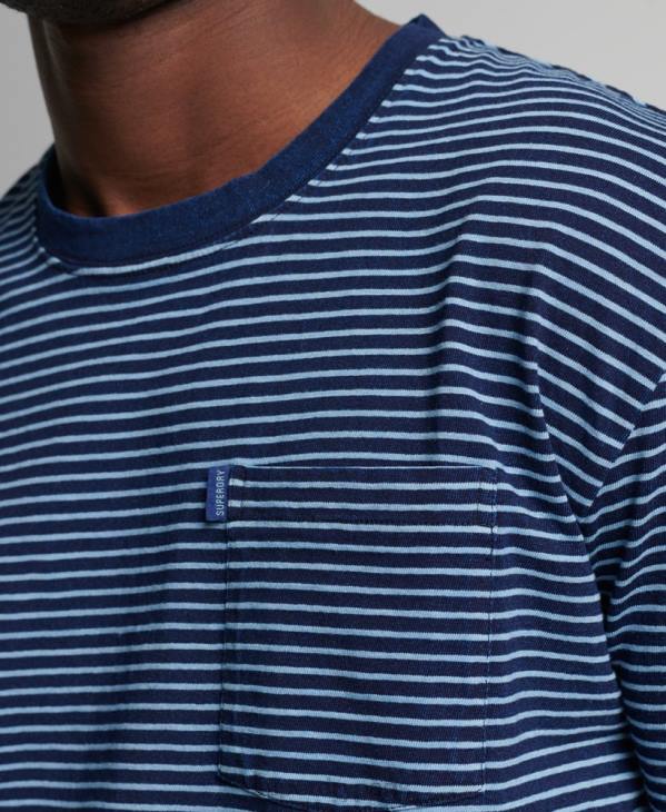 Superdry Hommes t-shirt à rayures indigo vintage D64Z4830 vêtements bleu foncé