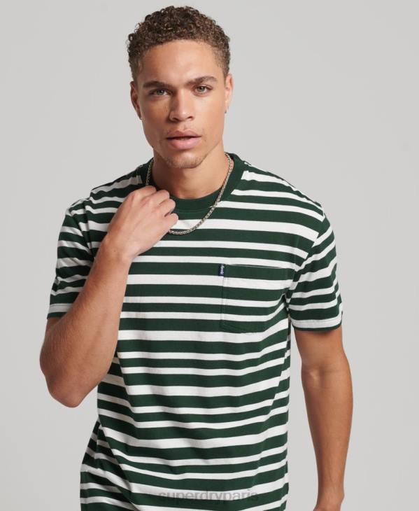 Superdry Hommes t-shirt à rayures logo essentiel en coton biologique D64Z4827 vêtements noir