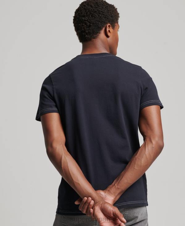 Superdry Hommes t-shirt à rayures vintage des années 70 D64Z4873 vêtements marine