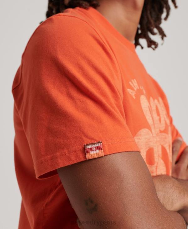 Superdry Hommes t-shirt script nostalgie D64Z4911 vêtements orange
