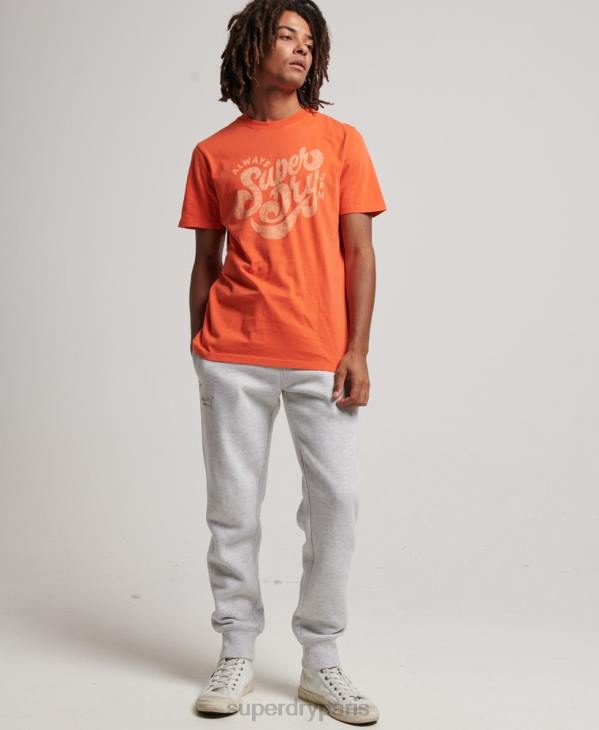 Superdry Hommes t-shirt script nostalgie D64Z4911 vêtements orange