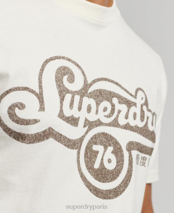 Superdry Hommes t-shirt script nostalgie D64Z4971 vêtements crème