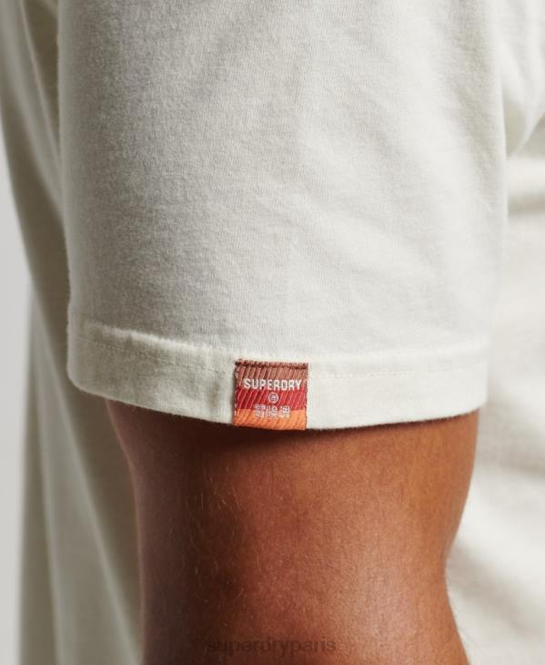 Superdry Hommes t-shirt script nostalgie D64Z4971 vêtements crème