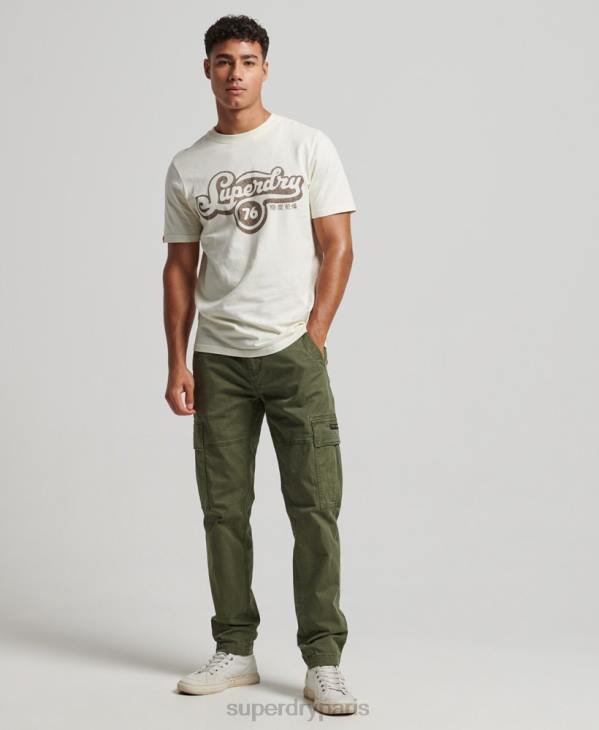 Superdry Hommes t-shirt script nostalgie D64Z4971 vêtements crème