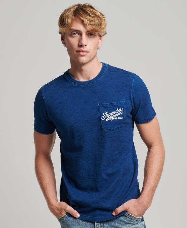 Superdry Hommes t-shirt signe mur vintage D64Z4940 vêtements bleu foncé