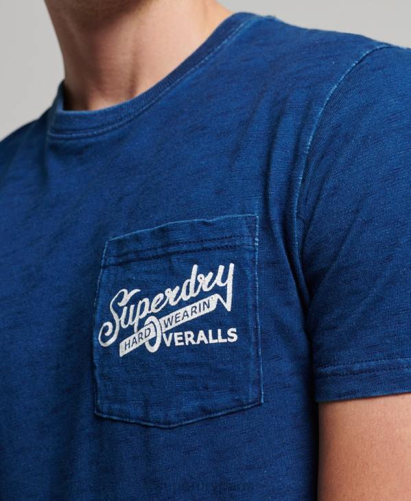 Superdry Hommes t-shirt signe mur vintage D64Z4940 vêtements bleu foncé
