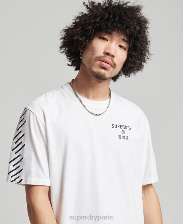 Superdry Hommes t-shirt sport code core D64Z4920 vêtements blanc