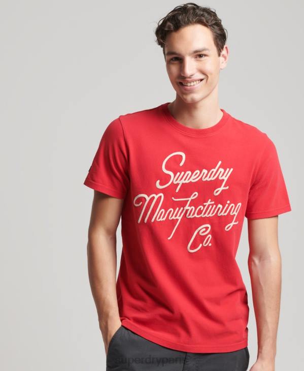 Superdry Hommes t-shirt style script vintage D64Z4890 vêtements rouge