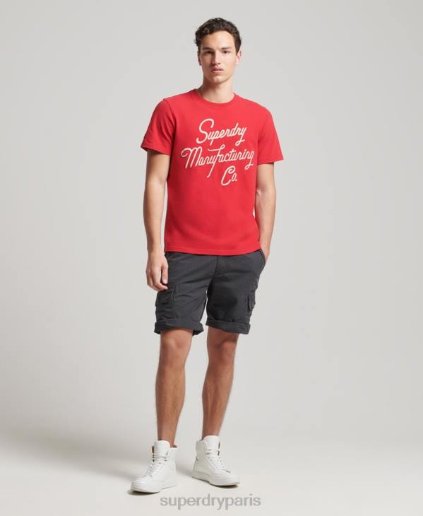 Superdry Hommes t-shirt style script vintage D64Z4890 vêtements rouge