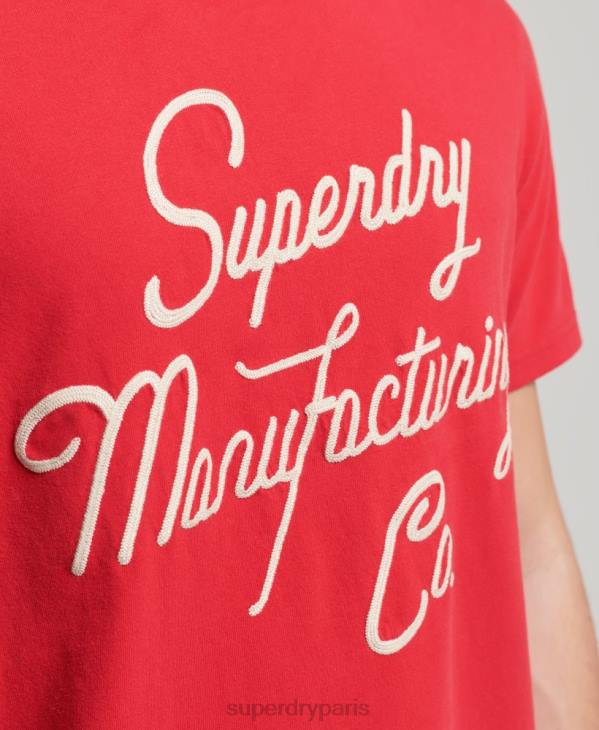 Superdry Hommes t-shirt style script vintage D64Z4890 vêtements rouge