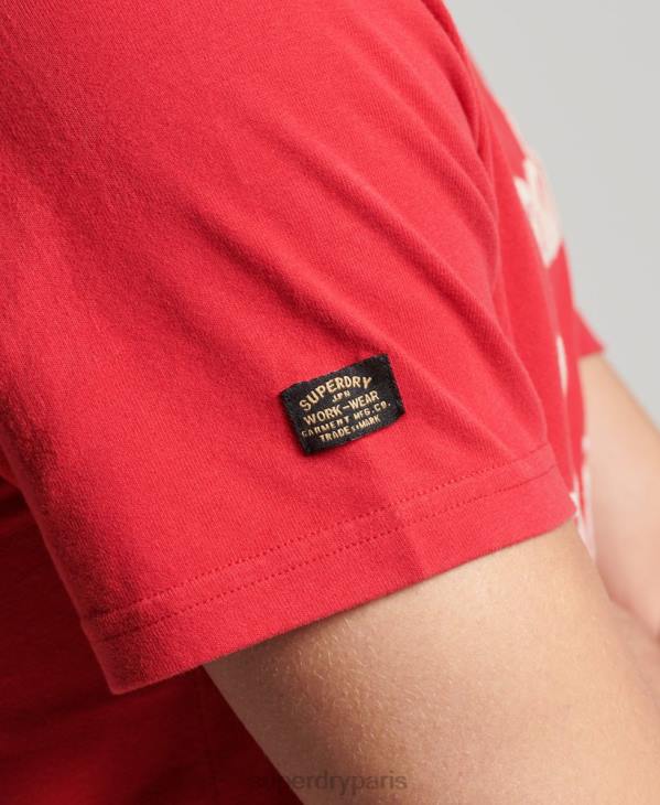 Superdry Hommes t-shirt style script vintage D64Z4890 vêtements rouge