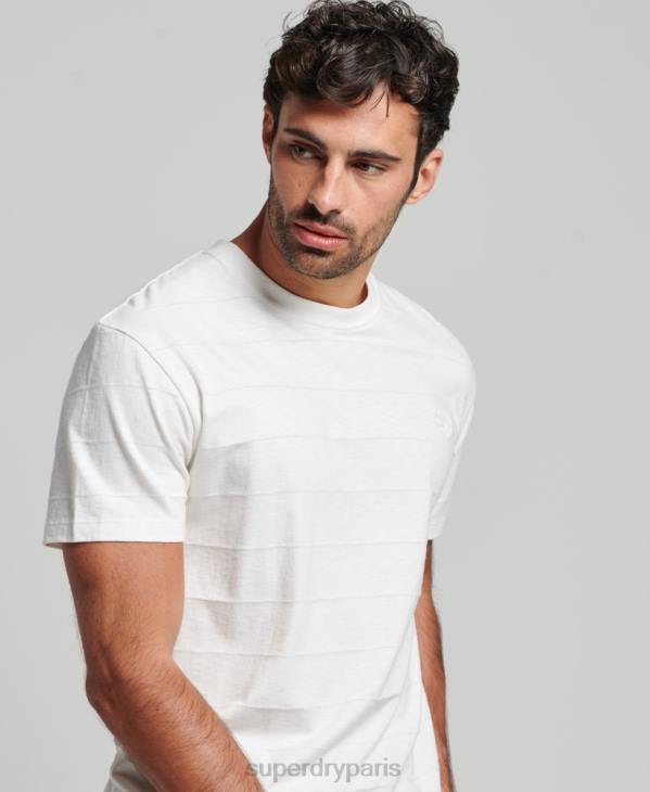 Superdry Hommes t-shirt texture vintage en coton bio D64Z10 vêtements blanc