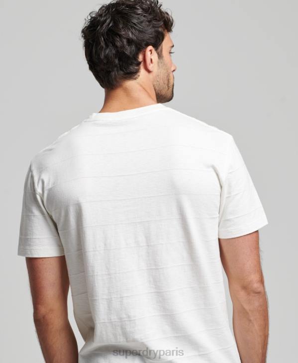Superdry Hommes t-shirt texture vintage en coton bio D64Z10 vêtements blanc