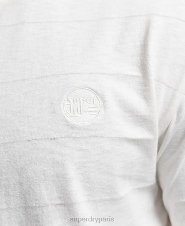 Superdry Hommes t-shirt texture vintage en coton bio D64Z10 vêtements blanc