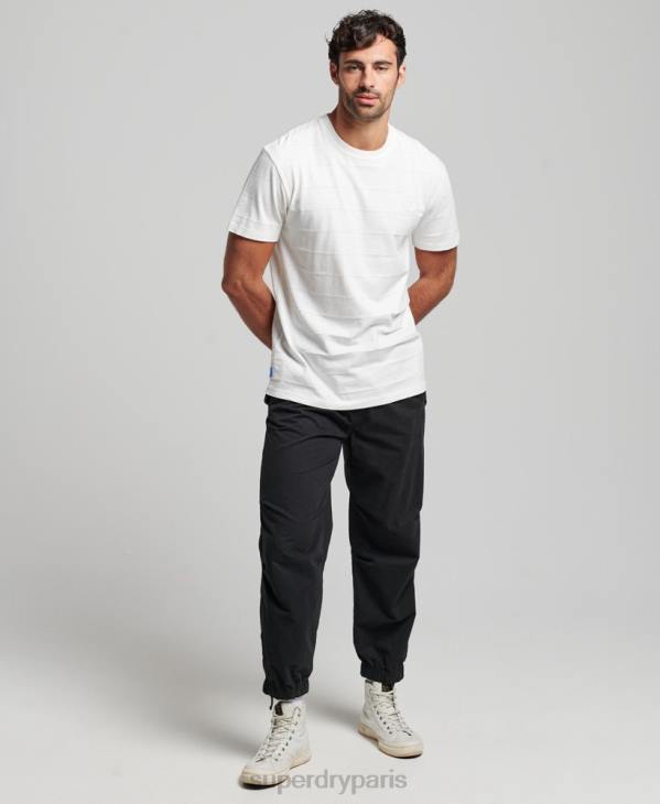 Superdry Hommes t-shirt texture vintage en coton bio D64Z10 vêtements blanc