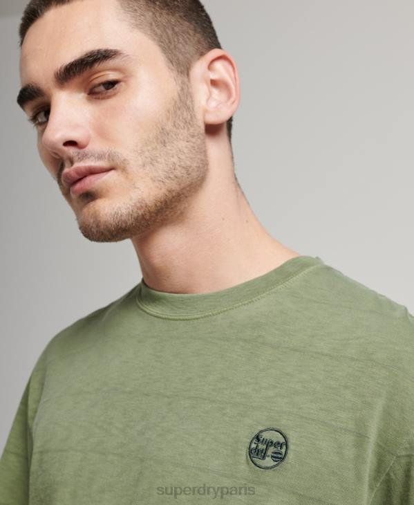 Superdry Hommes t-shirt texture vintage en coton bio D64Z121 vêtements kaki