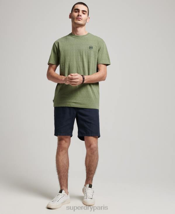 Superdry Hommes t-shirt texture vintage en coton bio D64Z121 vêtements kaki