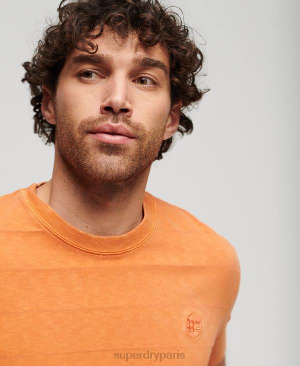 Superdry Hommes t-shirt texture vintage en coton bio D64Z21 vêtements orange