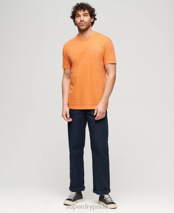 Superdry Hommes t-shirt texture vintage en coton bio D64Z21 vêtements orange