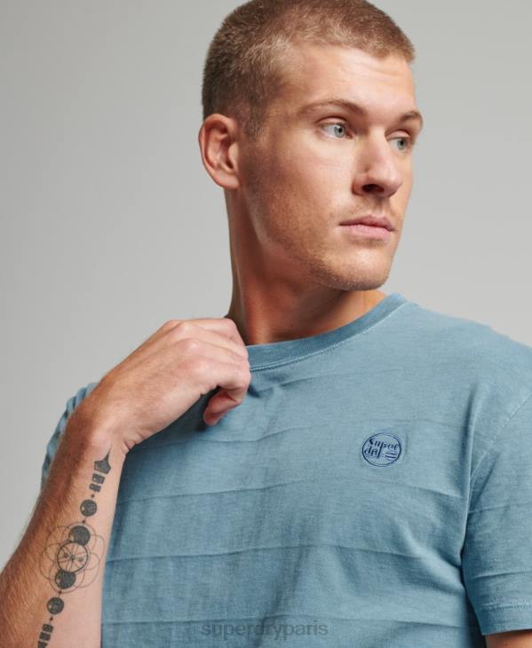 Superdry Hommes t-shirt texture vintage en coton bio D64Z48 vêtements bleu