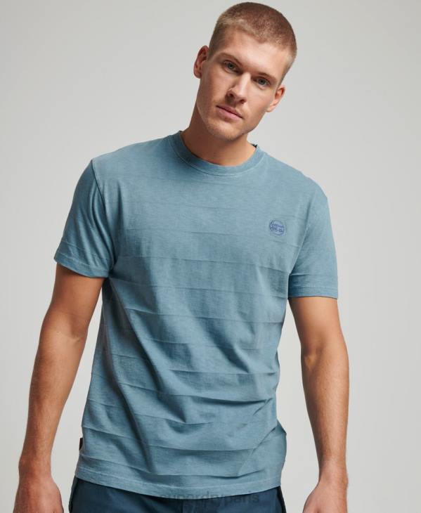 Superdry Hommes t-shirt texture vintage en coton bio D64Z48 vêtements bleu